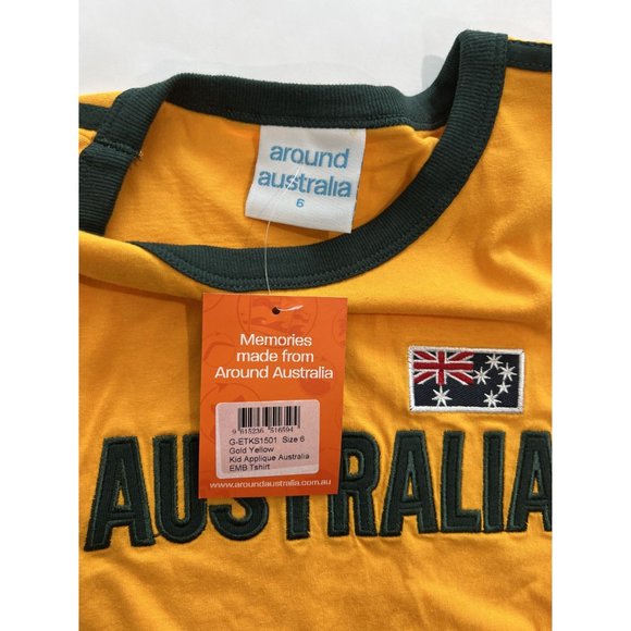 Around Australia Applique Australia EMB T-Shirt in Gold Yellow - Picture 3 of 3